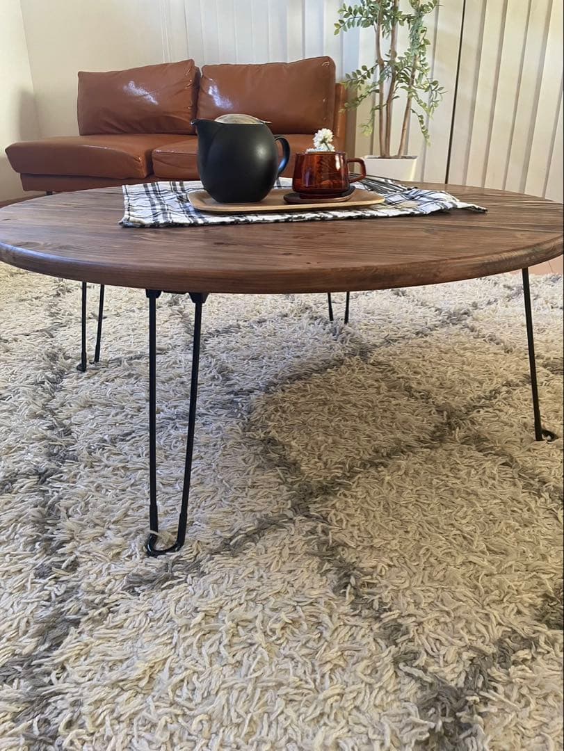 円卓　折りたたみテーブル　ちゃぶ台　アウトドアテーブル　ローテーブル　丸テーブル