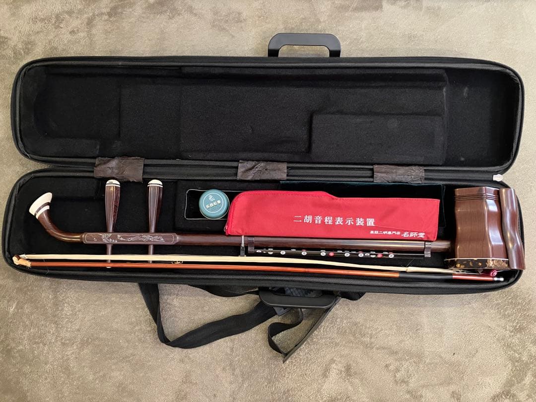 名師堂 二胡 紅木 セミハードケース付き