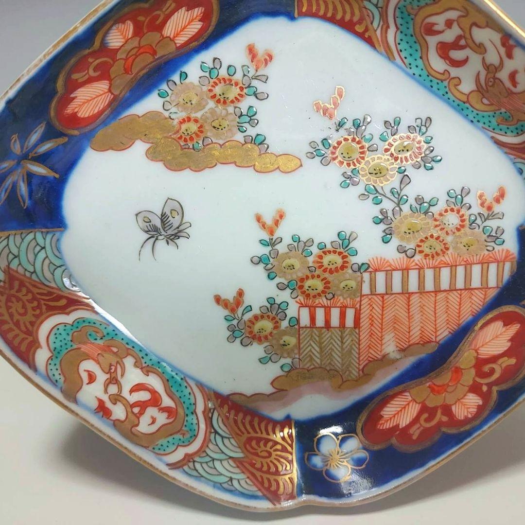 24-1261 古伊万里色絵金彩　変形皿