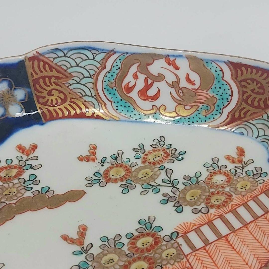 24-1261 古伊万里色絵金彩　変形皿