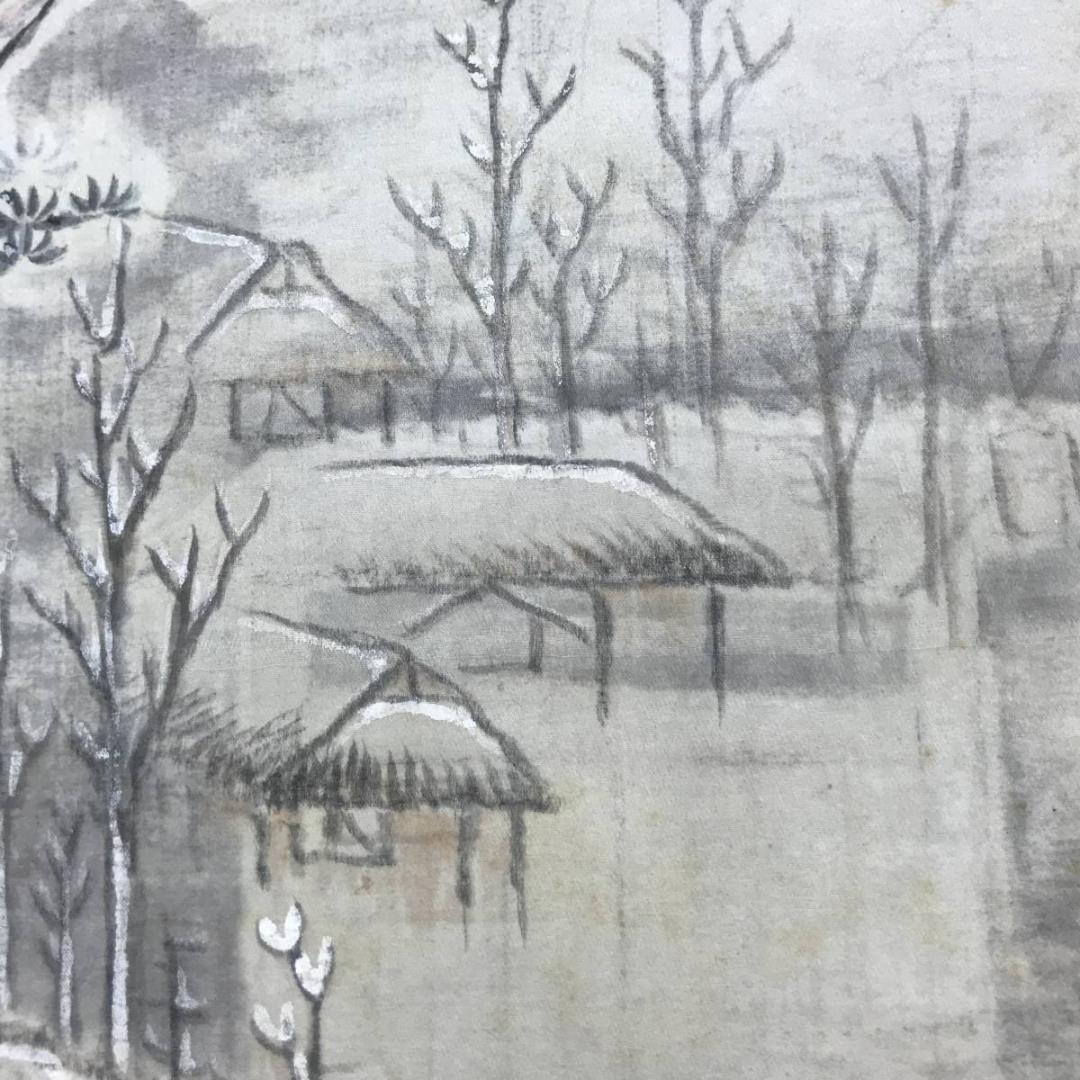 【真作】牧櫻山/雪景山水図/山水図/掛軸/名家伝来/AC-529