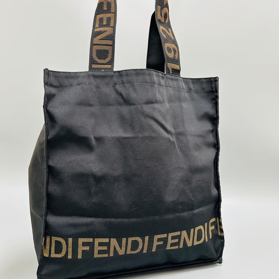 FENDI フェンディ 折り畳み ハンドバッグ ナイロン キャンバス ブラック