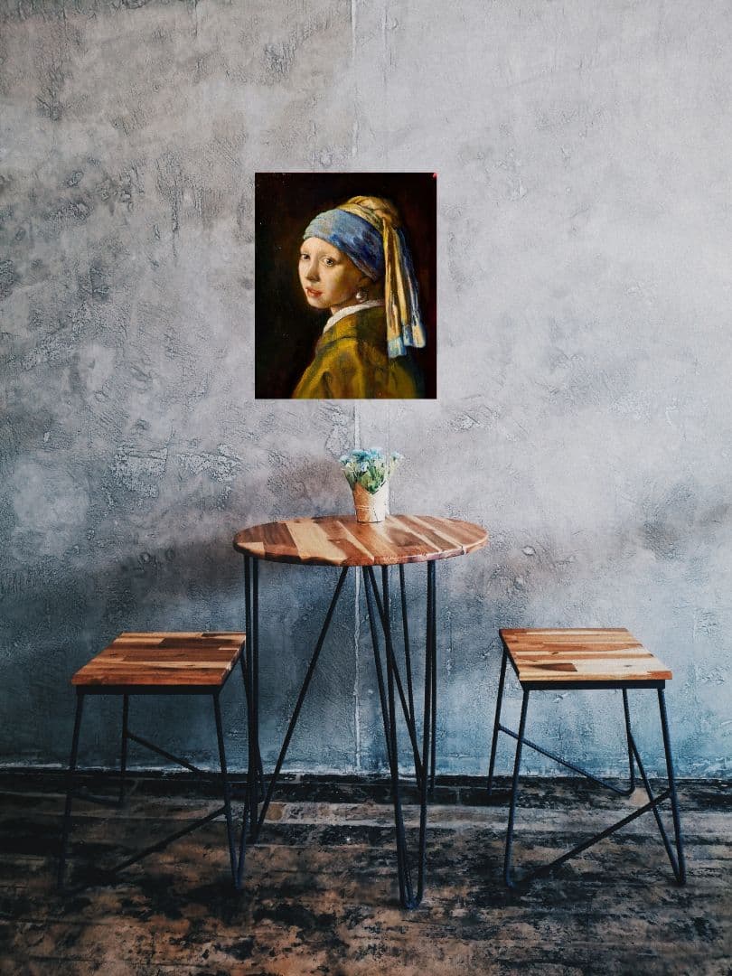 フェルメール【模写】真珠の耳飾りの少女　画家painterTMK真筆　肉筆模写