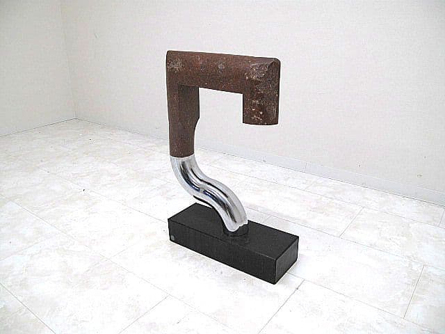 天然大理石×ステンレススチール モニュメント フック形状部回転可動 　オブジェ