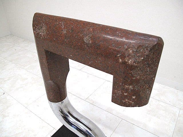 天然大理石×ステンレススチール モニュメント フック形状部回転可動 　オブジェ