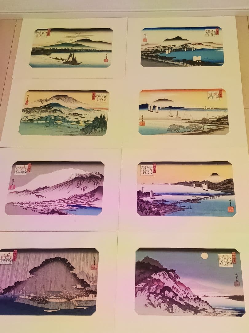 歌川広重　近江八景　浮世絵　手摺木版画　８枚揃い　悠々洞出版　和