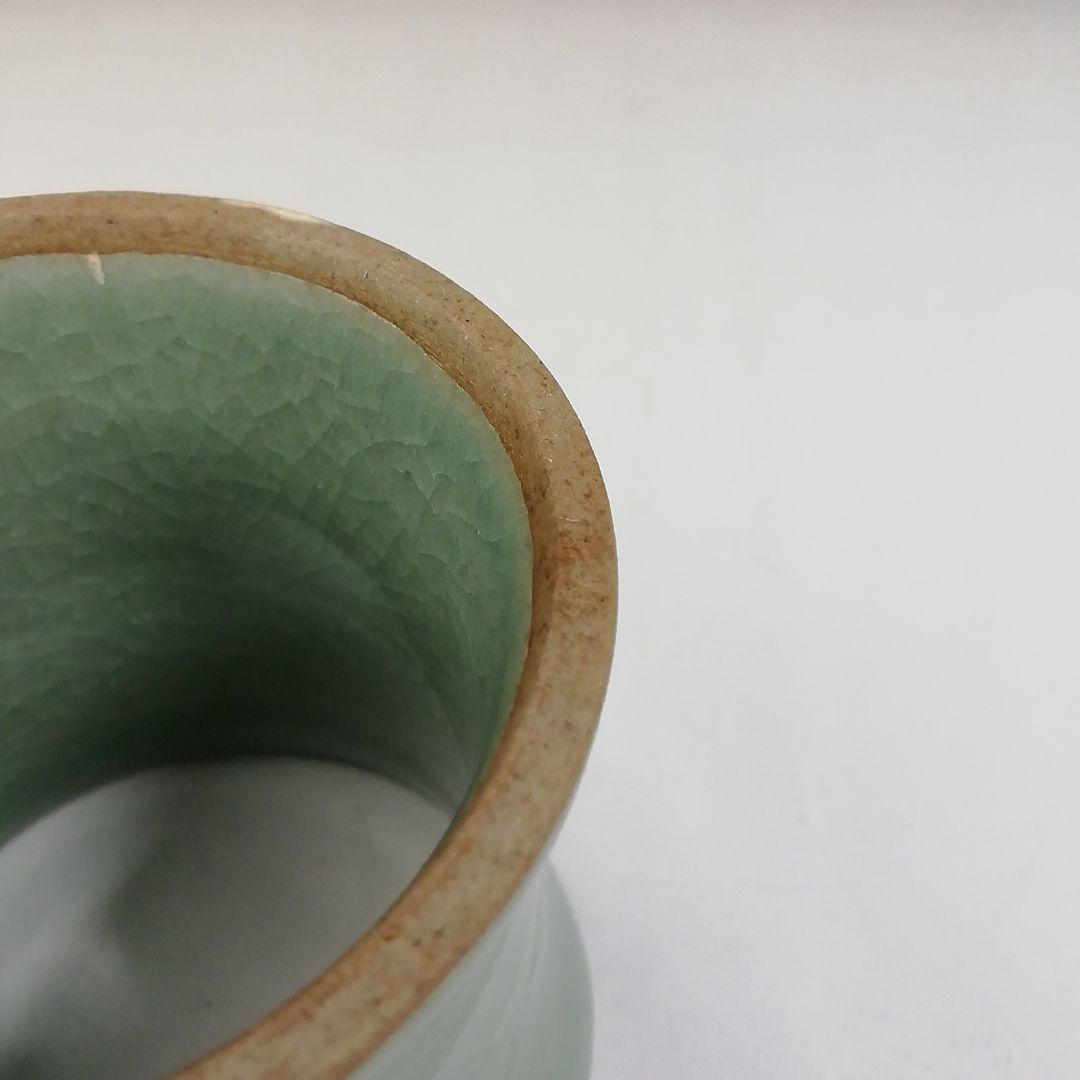 Ｔ７２３　蓋置　『高麗青磁』『韓国人間文化財』『柳根塋 作』　共箱　茶道具