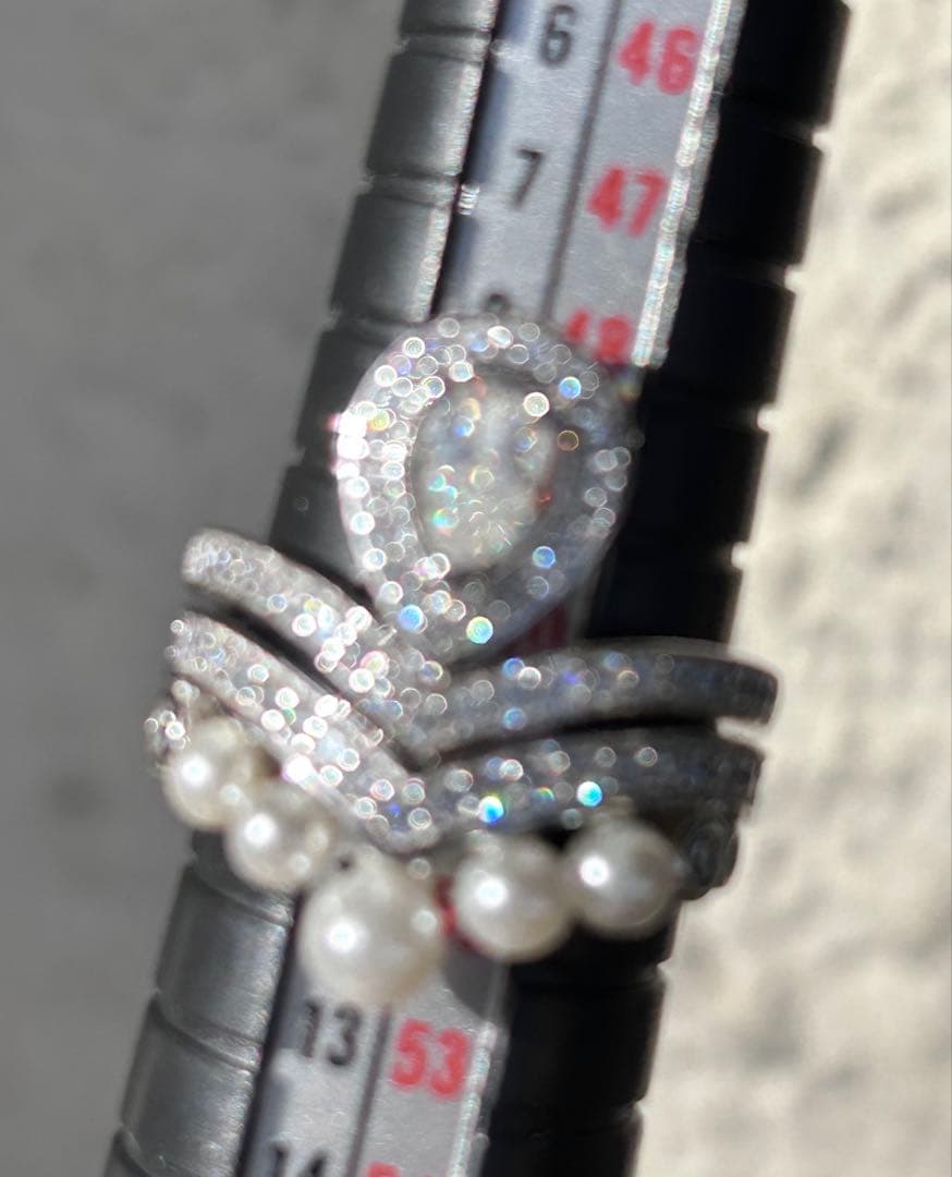 SALE◆未使用◆モアサナイト　V字パールリング　2点セット　silver925