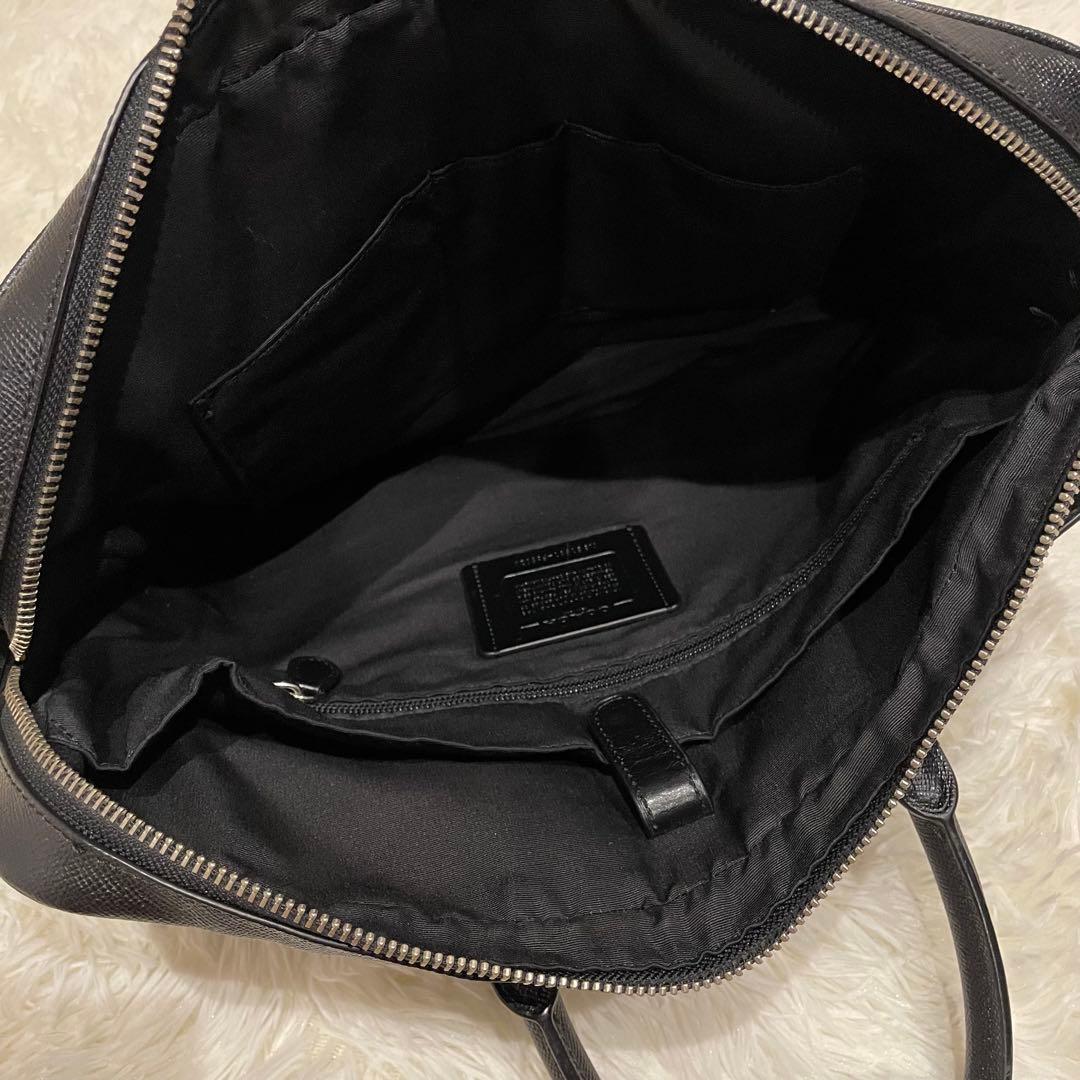 コーチ 2way オールレザー ベケット ブリーフケース ブラック シルバーロゴ