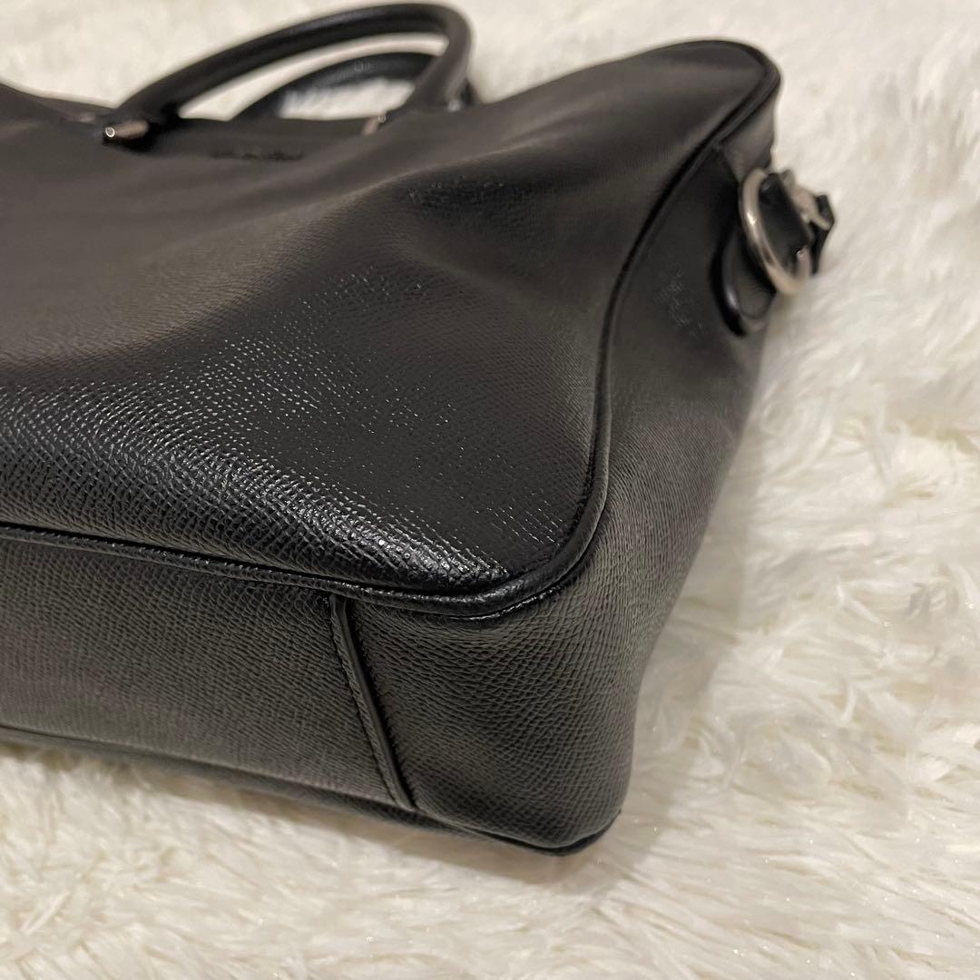 コーチ 2way オールレザー ベケット ブリーフケース ブラック シルバーロゴ