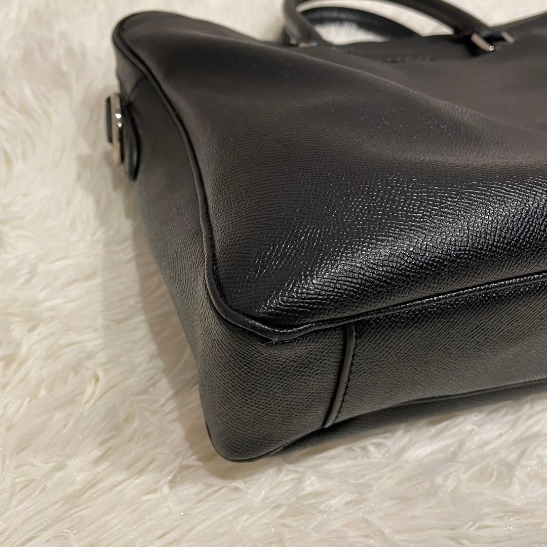 コーチ 2way オールレザー ベケット ブリーフケース ブラック シルバーロゴ