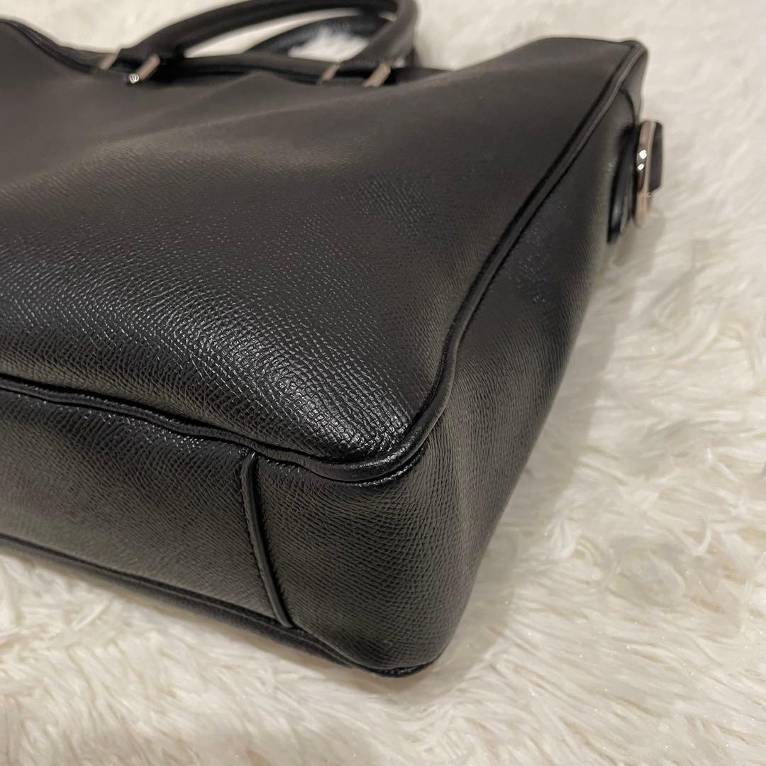 コーチ 2way オールレザー ベケット ブリーフケース ブラック シルバーロゴ