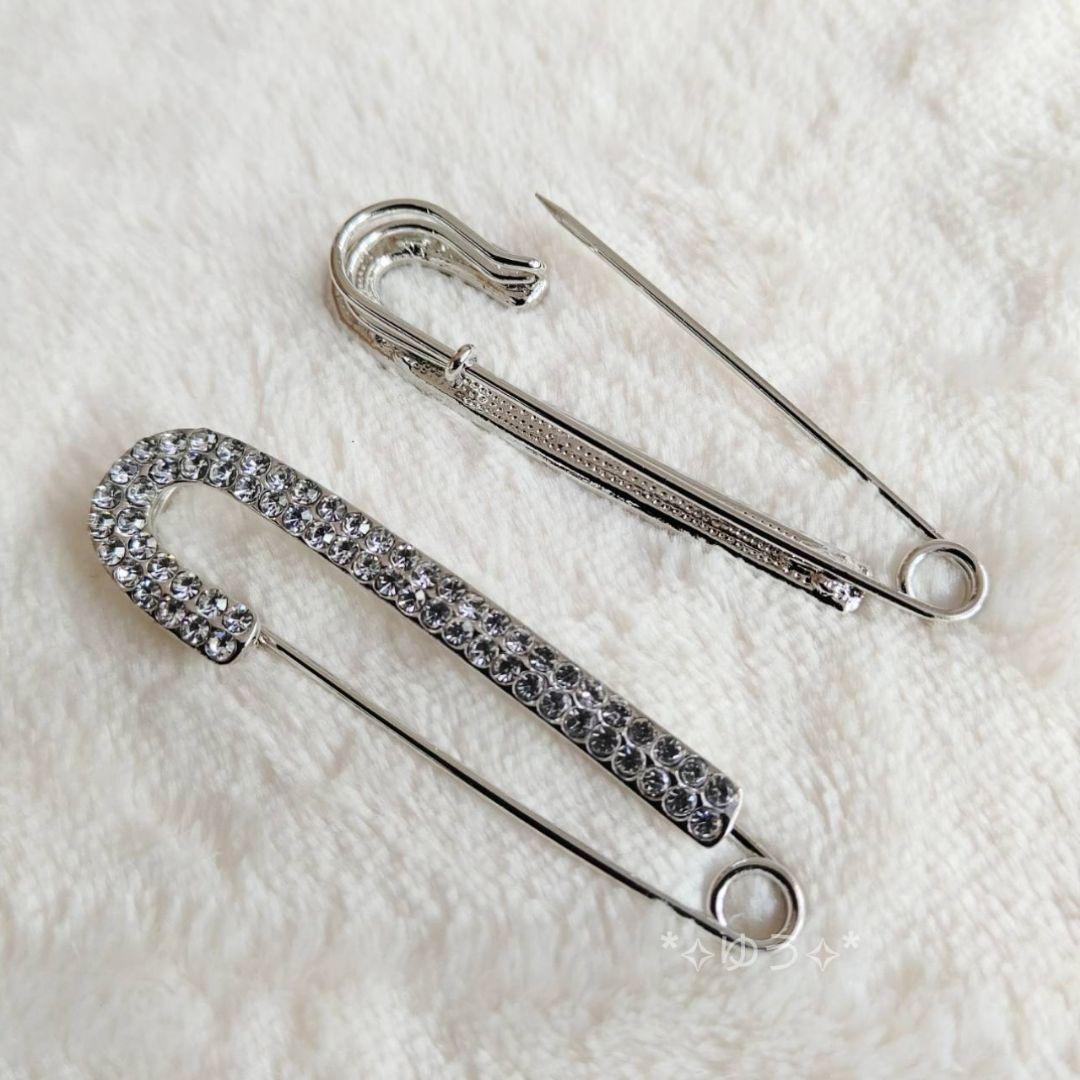 ラインストーン ピンブローチ エレガント ワンポイント ゴールド シルバー