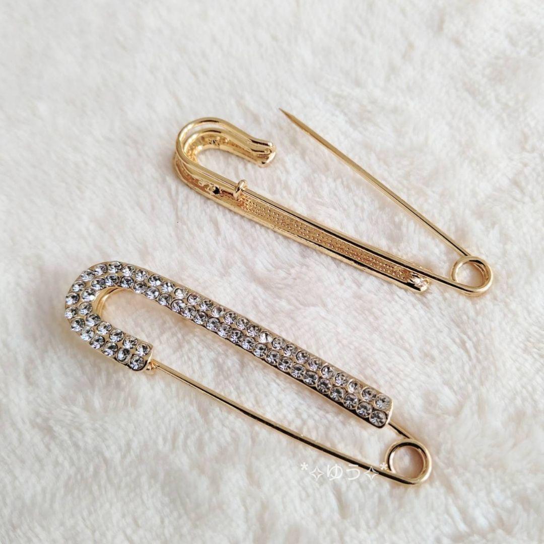 ラインストーン ピンブローチ エレガント ワンポイント ゴールド シルバー