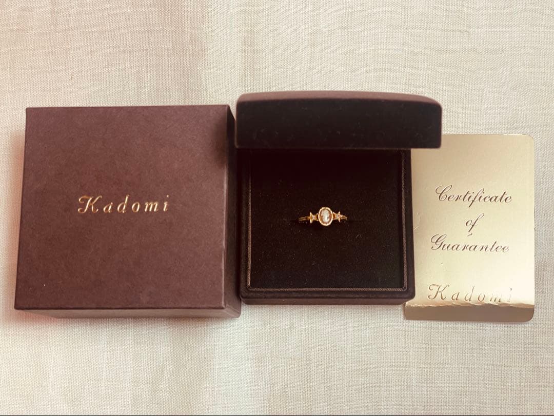 kadomi イタリアンシェルカメオリング K18ゴールド 星ダイヤモンド 指輪