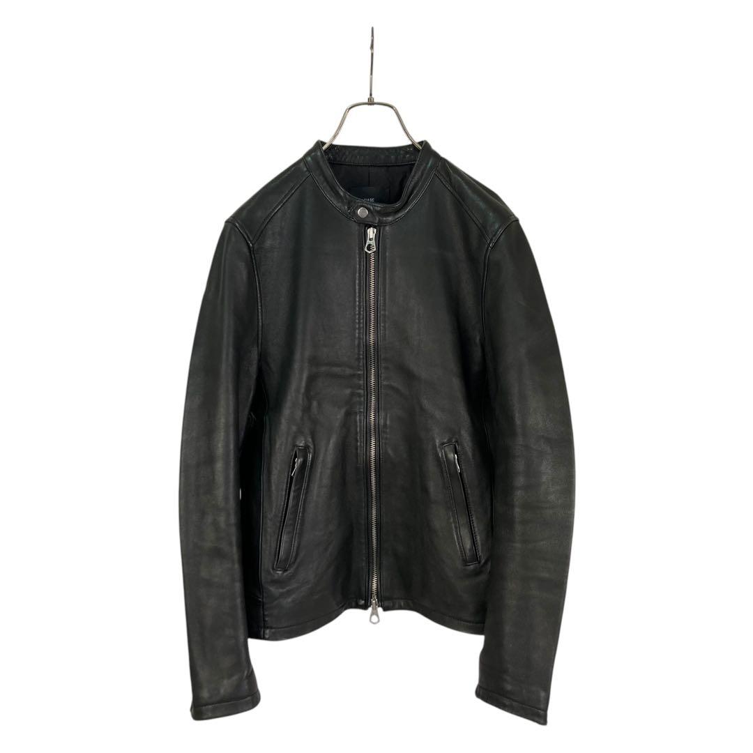 02M796◯ HARE ブラック 羊革 シングル ライダース レザージャケット