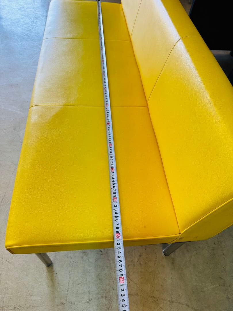 福岡発　長椅子　ベンチ　幅150ｃｍ　ロビーチェア 待合室ソファ 黄色 ソフト