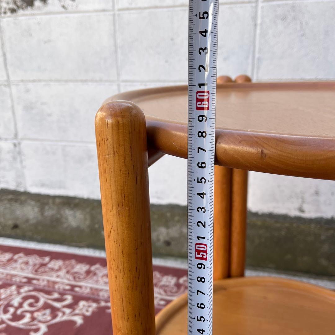 北欧デザイン 古家具◾️木製サイドテーブル キャスター付き ワゴン