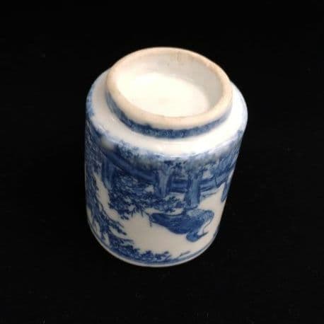 古伊万里　銅板摺印判　覗き猪口　水草に鳥図　明治時代　珍品