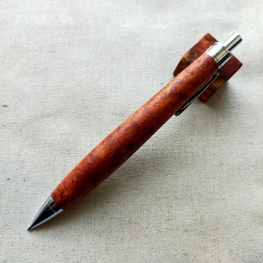 ハンドメイド　シャープペン　木軸　本花梨瘤杢　上杢　0.5mm