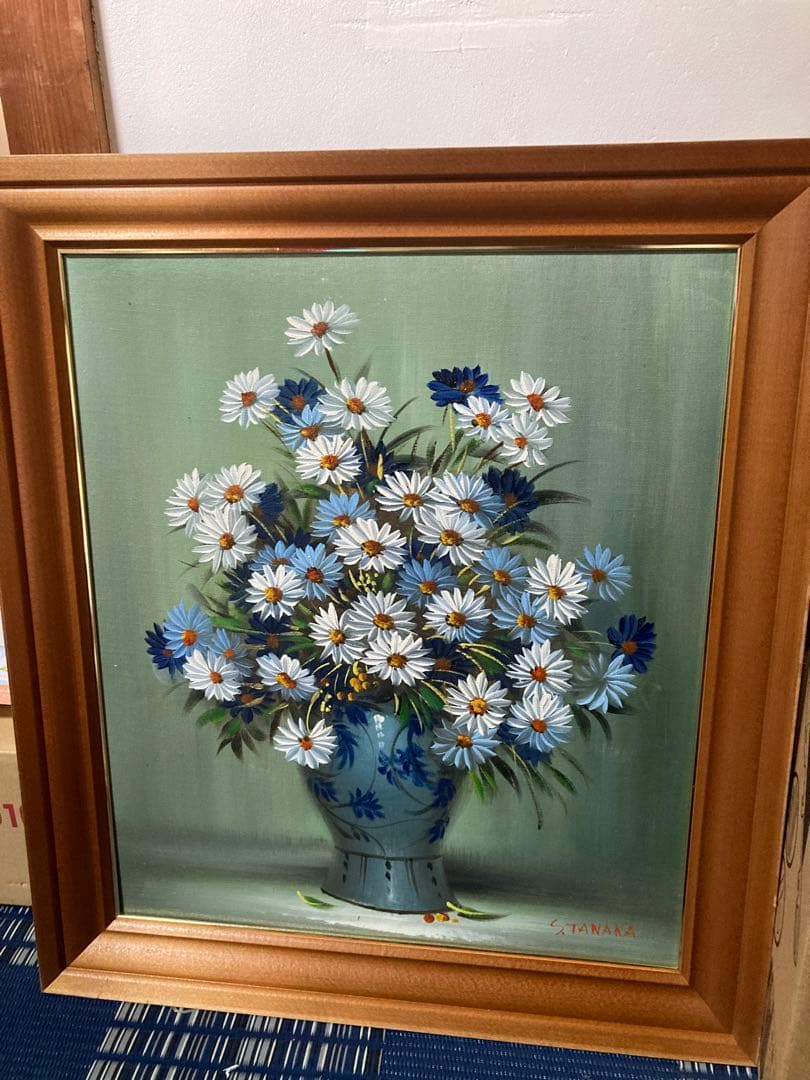 油絵 絵画 美術品 花 マーガレット S.TANKA 梱包はヤマトさん