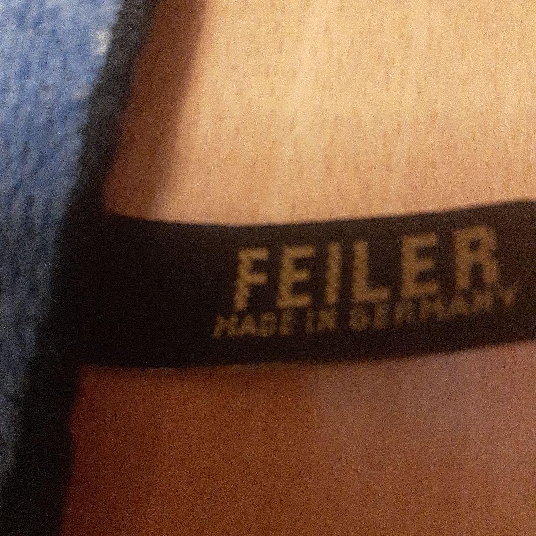 FEILER 花柄刺繍 バスタオル ブルー Made in Germany