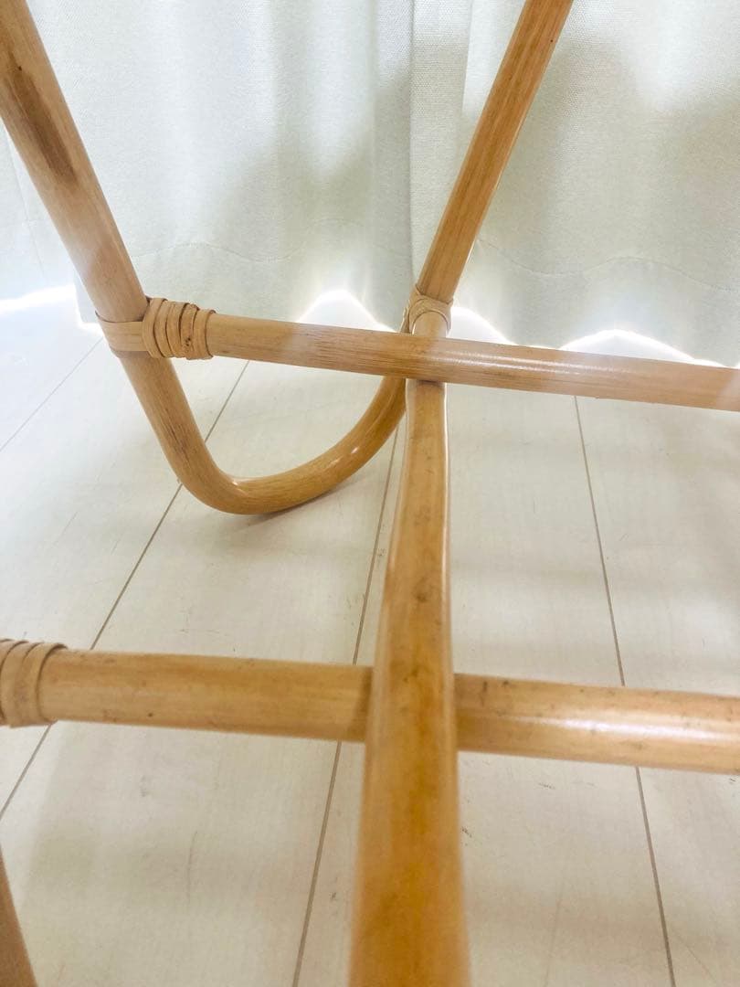 ラタン　ガラステーブル　センターテーブル　ローテーブル　藤