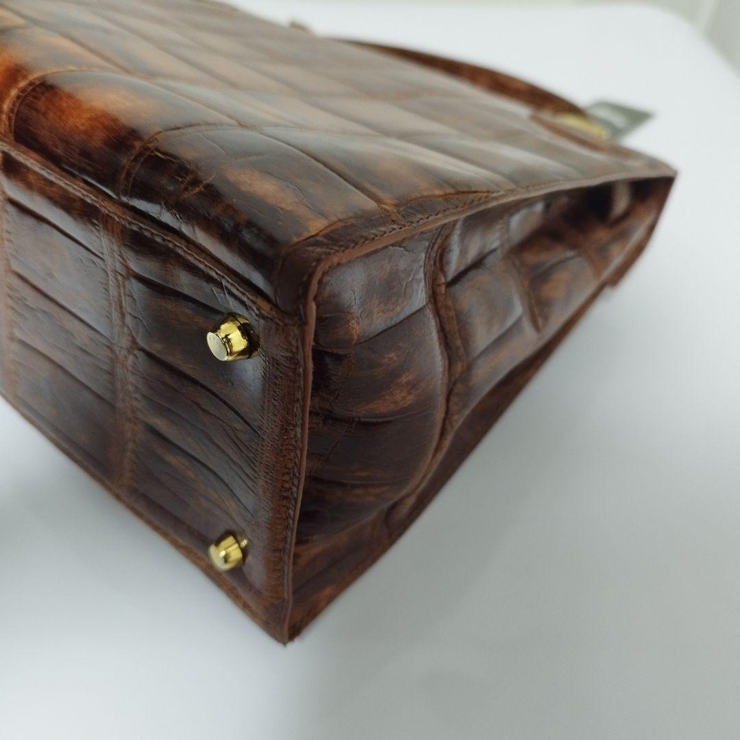 ほぼ未使用☆　Donna Elissa JRA　目地染め　クロコ　ハンドバッグ