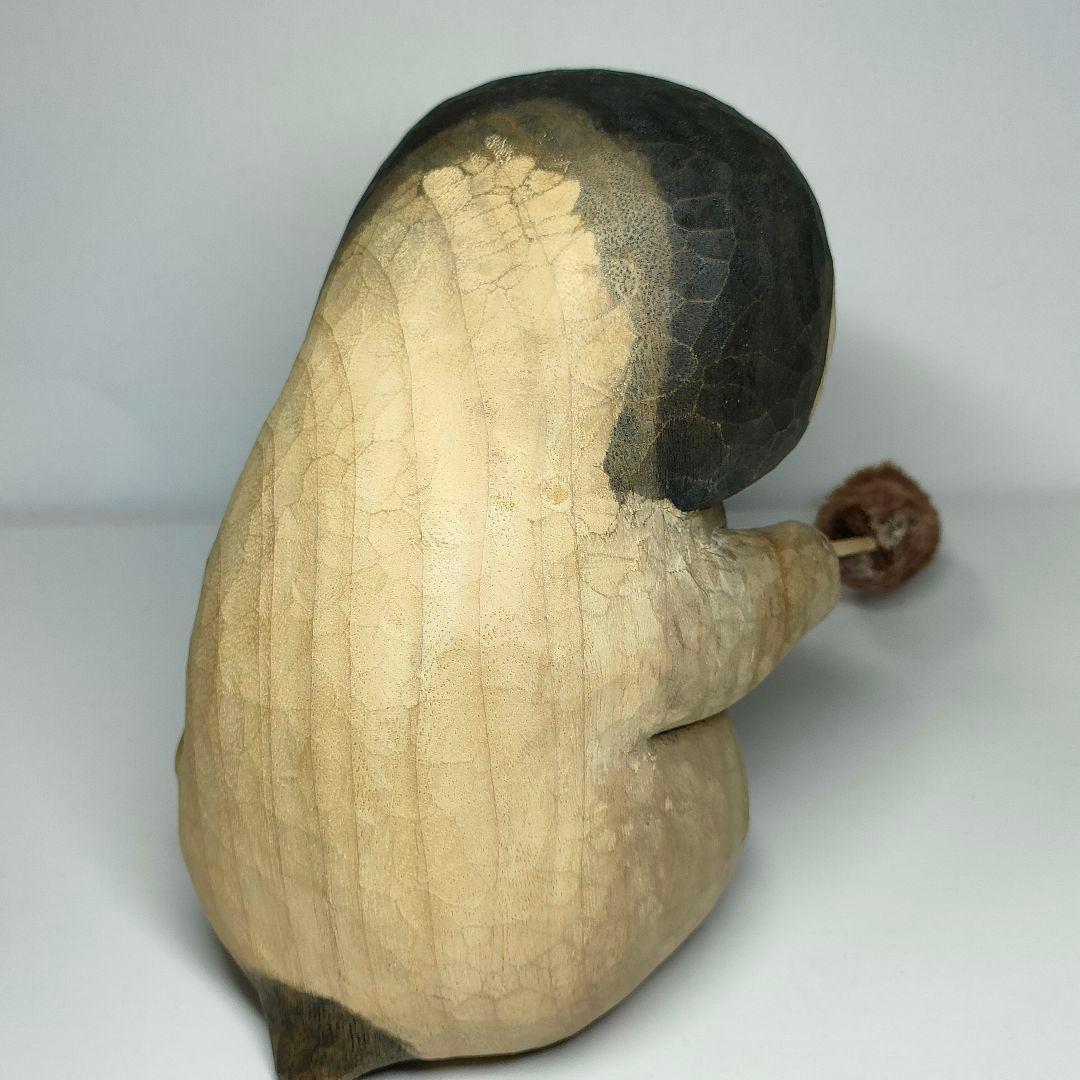 木製ペンギン　木製彫刻 　ダスター付き