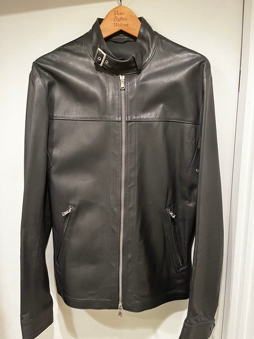 y*屋様 CINQUANTA／チンクワンタ グレー レザー シングルライダースジ