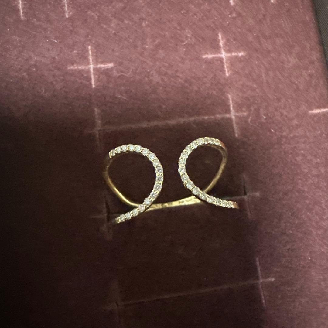 【ロミ様】ete K18YG パーティクル リング　ダイヤモンド0.1ct15号