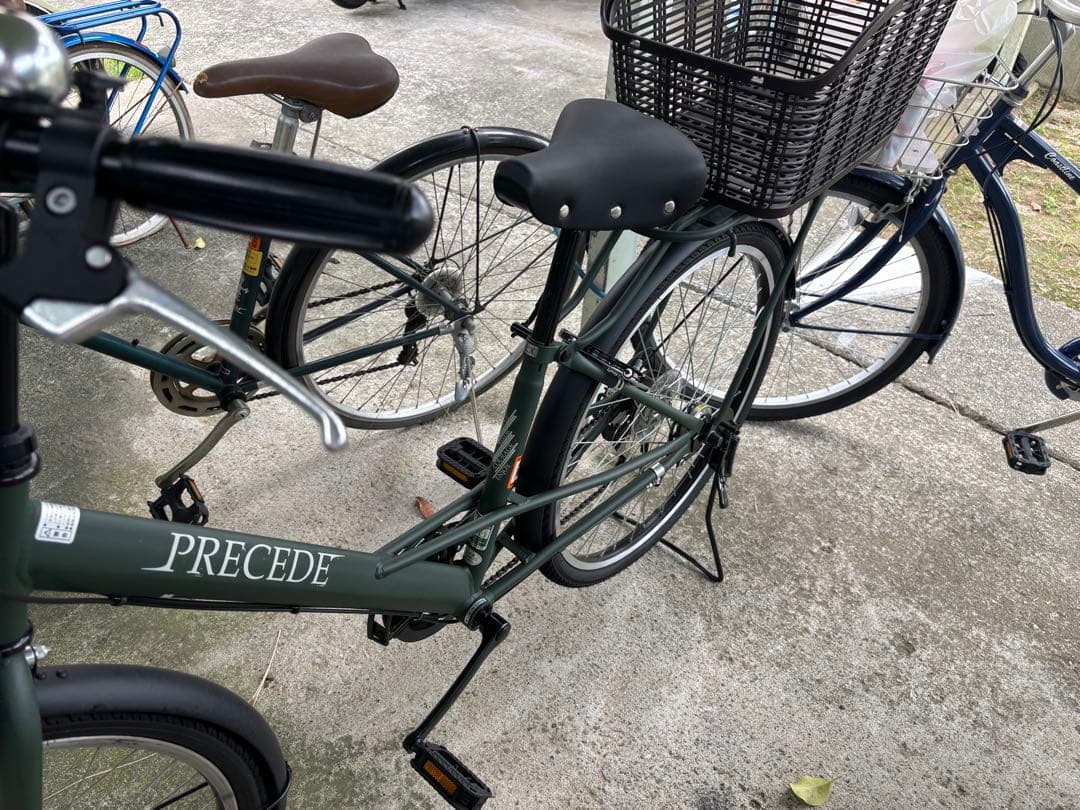 PRECEDE シティサイクル ダークグリーン 前カゴ付き