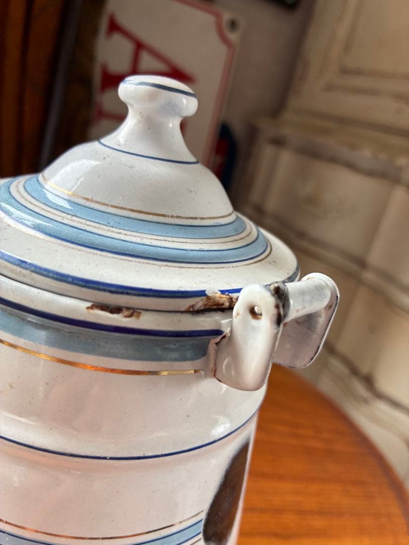 フランス　アンティーク　ホーロー　ポット　ショコラティエール　エトワール社　レア