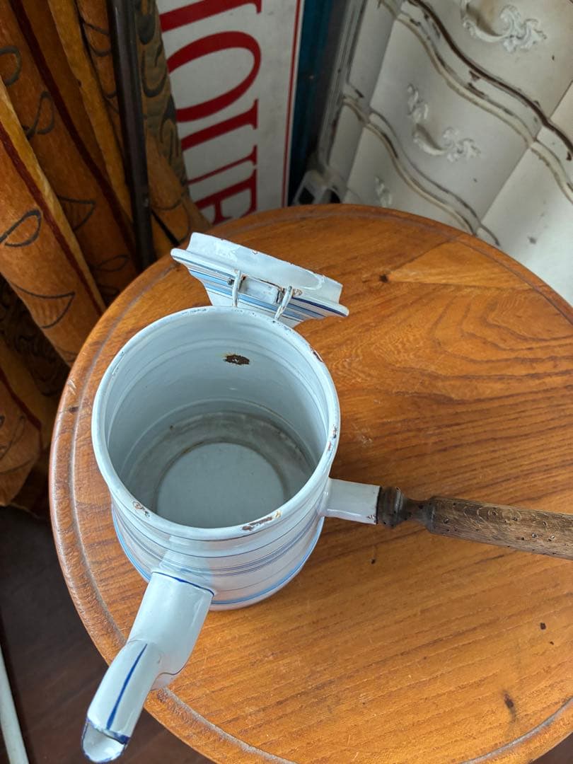 フランス　アンティーク　ホーロー　ポット　ショコラティエール　エトワール社　レア