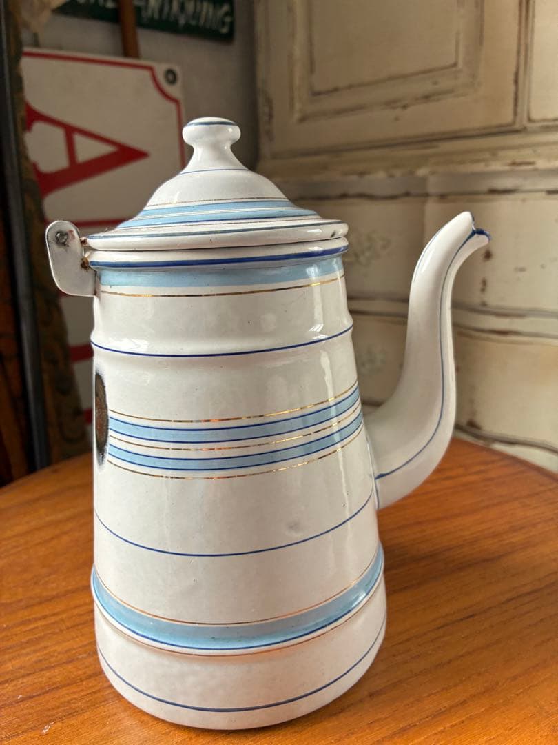 フランス　アンティーク　ホーロー　ポット　ショコラティエール　エトワール社　レア