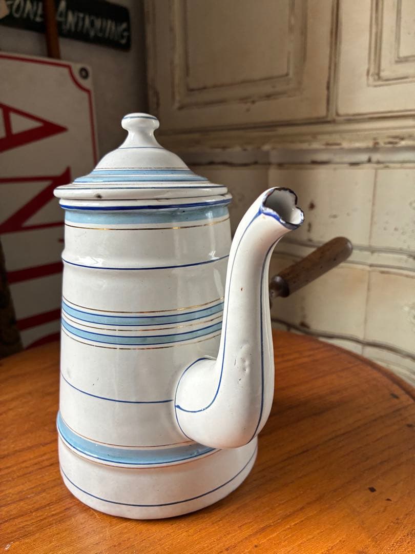 フランス　アンティーク　ホーロー　ポット　ショコラティエール　エトワール社　レア