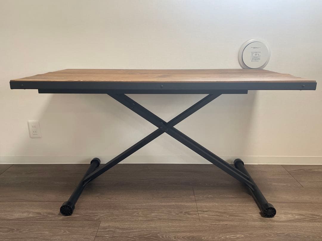 無段階昇降テーブル/インダストリアル/木製/ダイニングテーブル/センターテーブル