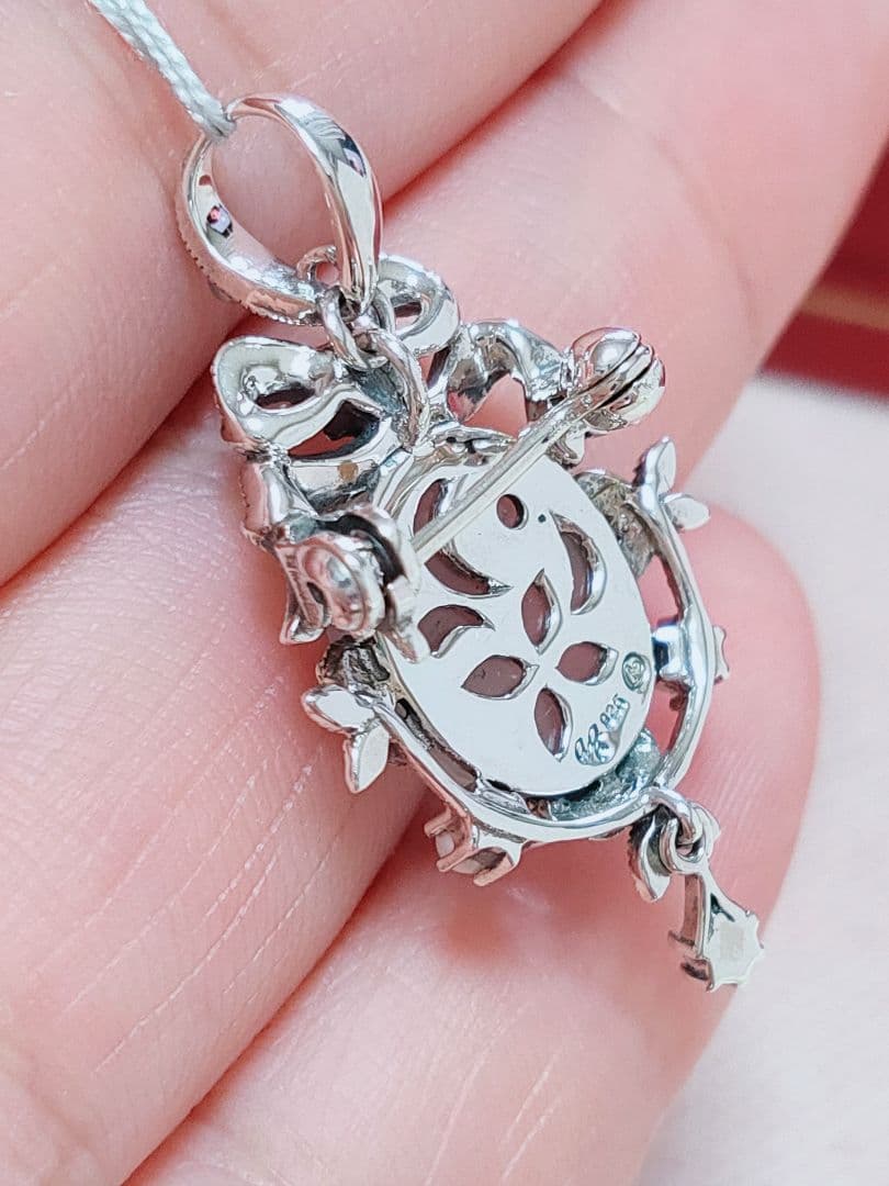 未使用品 碌山 天然ムーンストーン オパール シルバー ブローチ