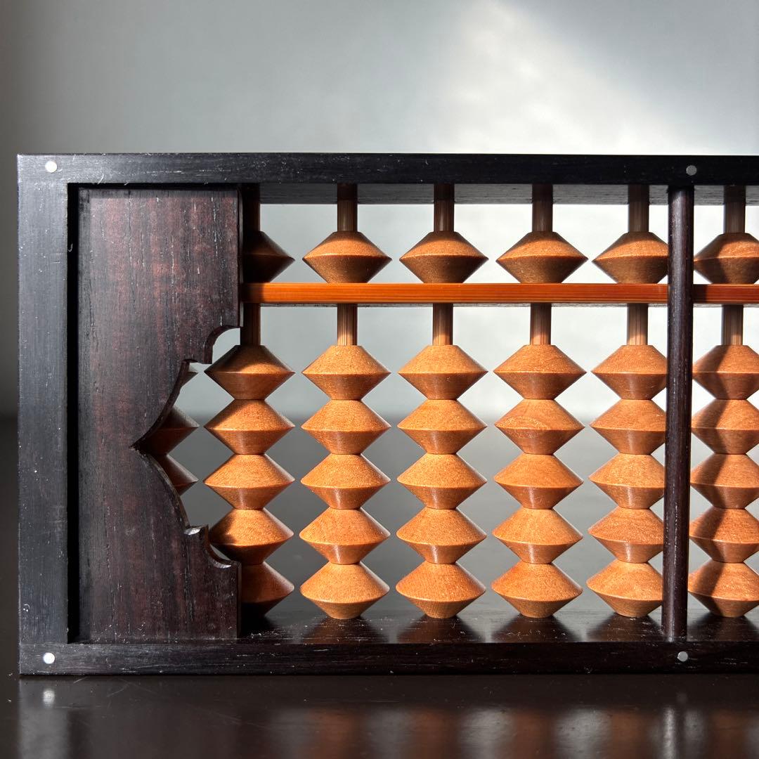 【播州の名人 美術工芸品】播州そろばん 二代中塚義雄【5つ珠 極上樺玉 黒檀枠】