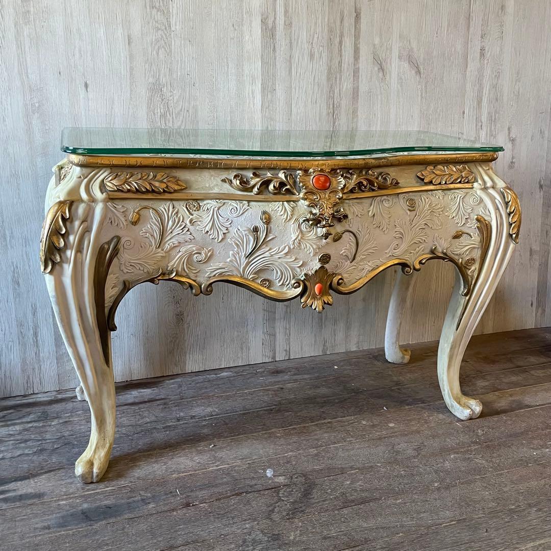 ロココ調 猫脚 アンティーク コンソールテーブル フランス家具 センターテーブル