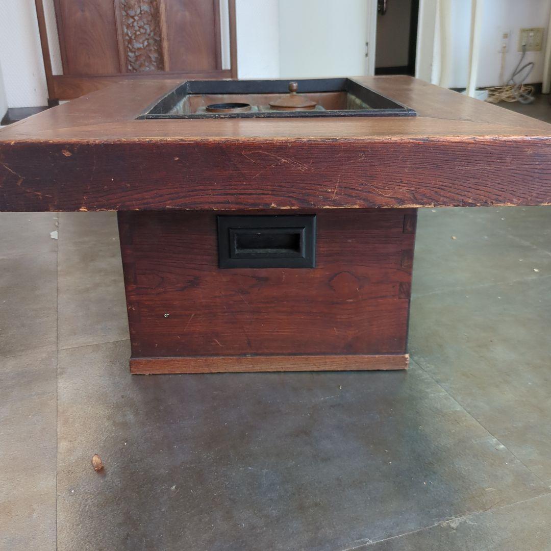 骨董 火鉢 長火鉢 関西火鉢 銅器ごとく付 テーブル 古民具 木製