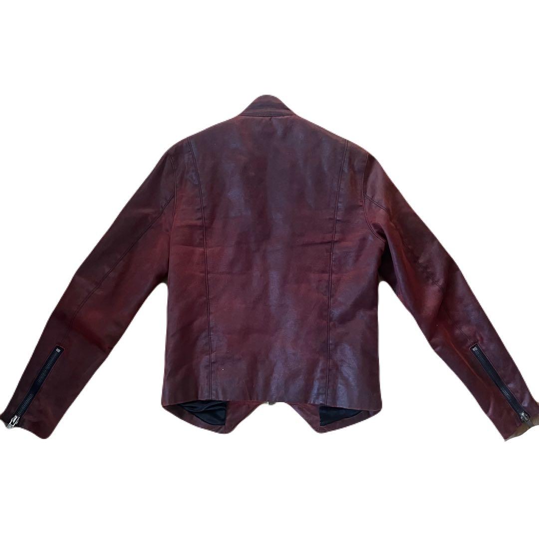 Y2K ライダースジャケット 革 赤 レッド 平成 古着 冬服　光沢