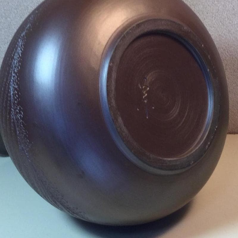 陶芸　手作り陶器　壷　線文