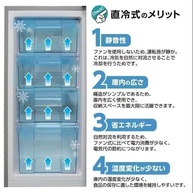 訳あり冷凍庫家庭用60Lスリム ノンフロンストッカー直冷式A1-14-4
