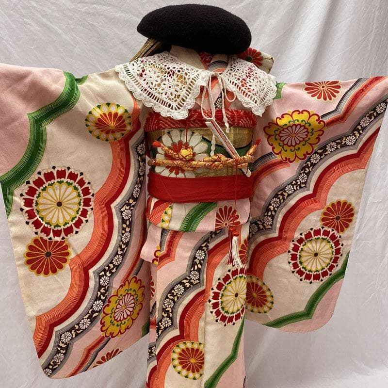 510ag73,509ag45◎七五三 七歳 女児 アンティーク着物&丸帯◎