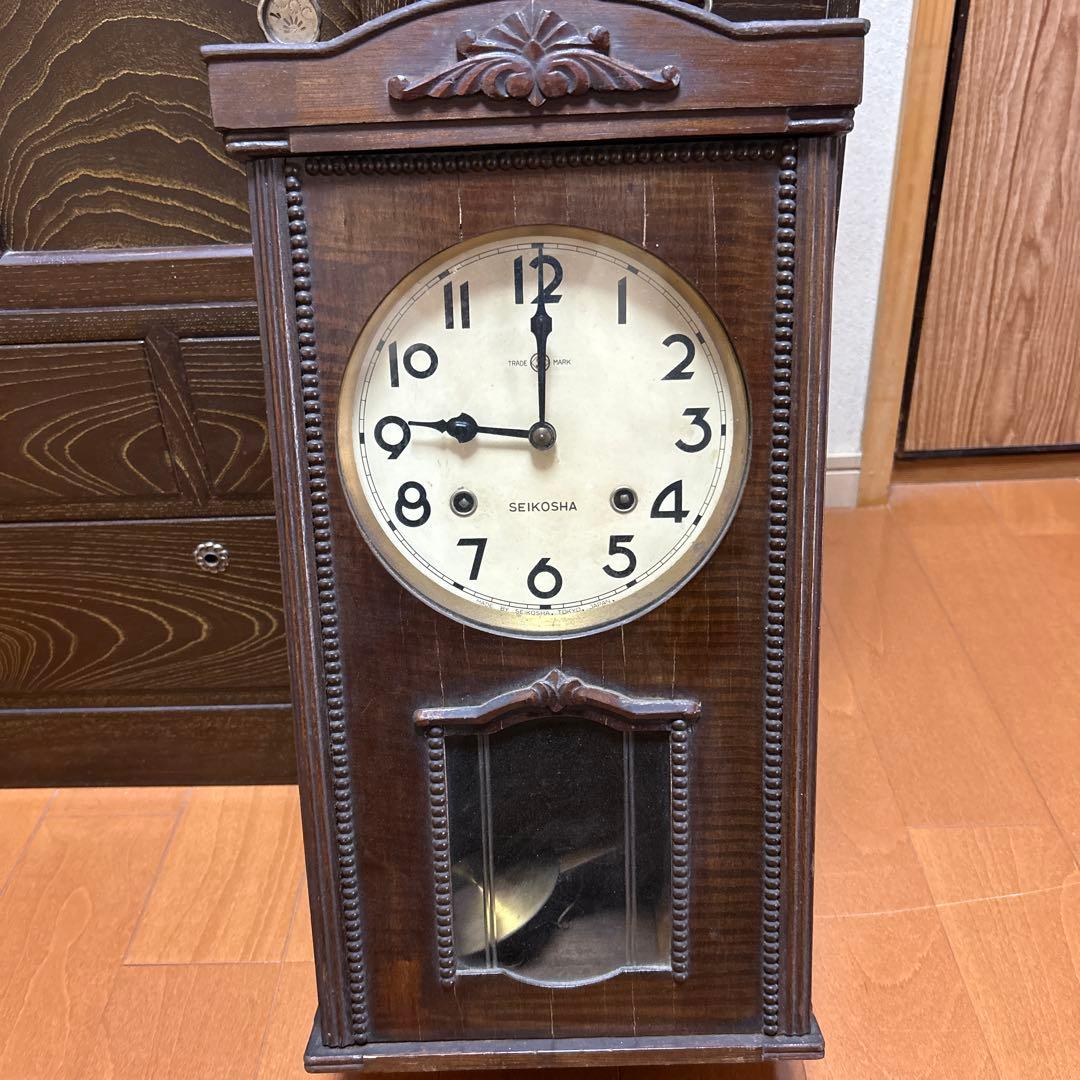SEIKOSHA木製掛時計 振り子付き