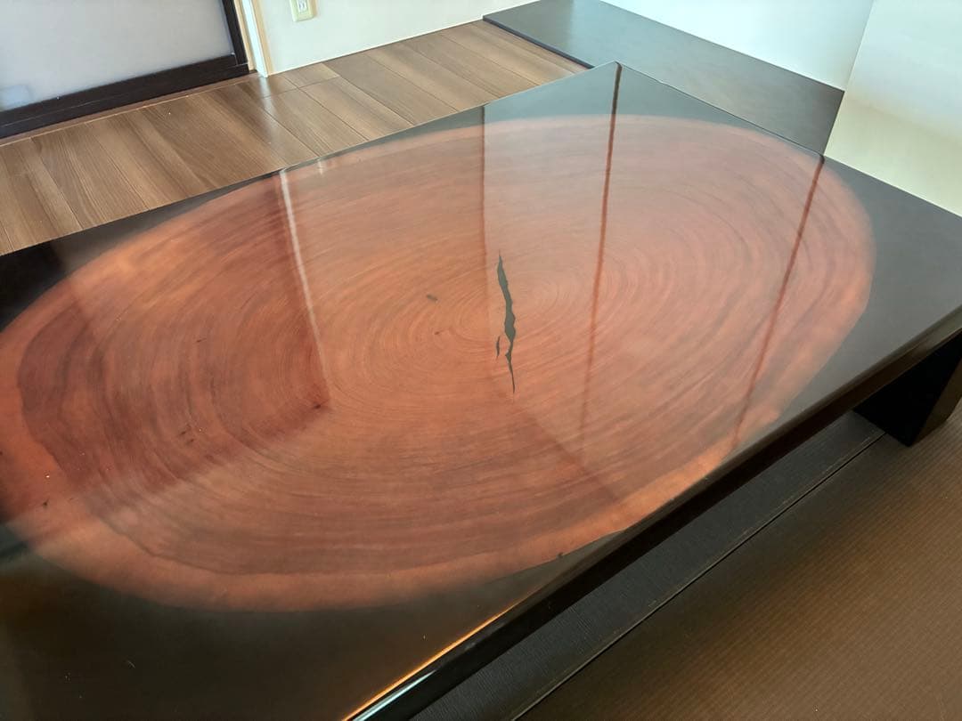 カリモク　年輪　座卓　テーブル　ビンテージ家具