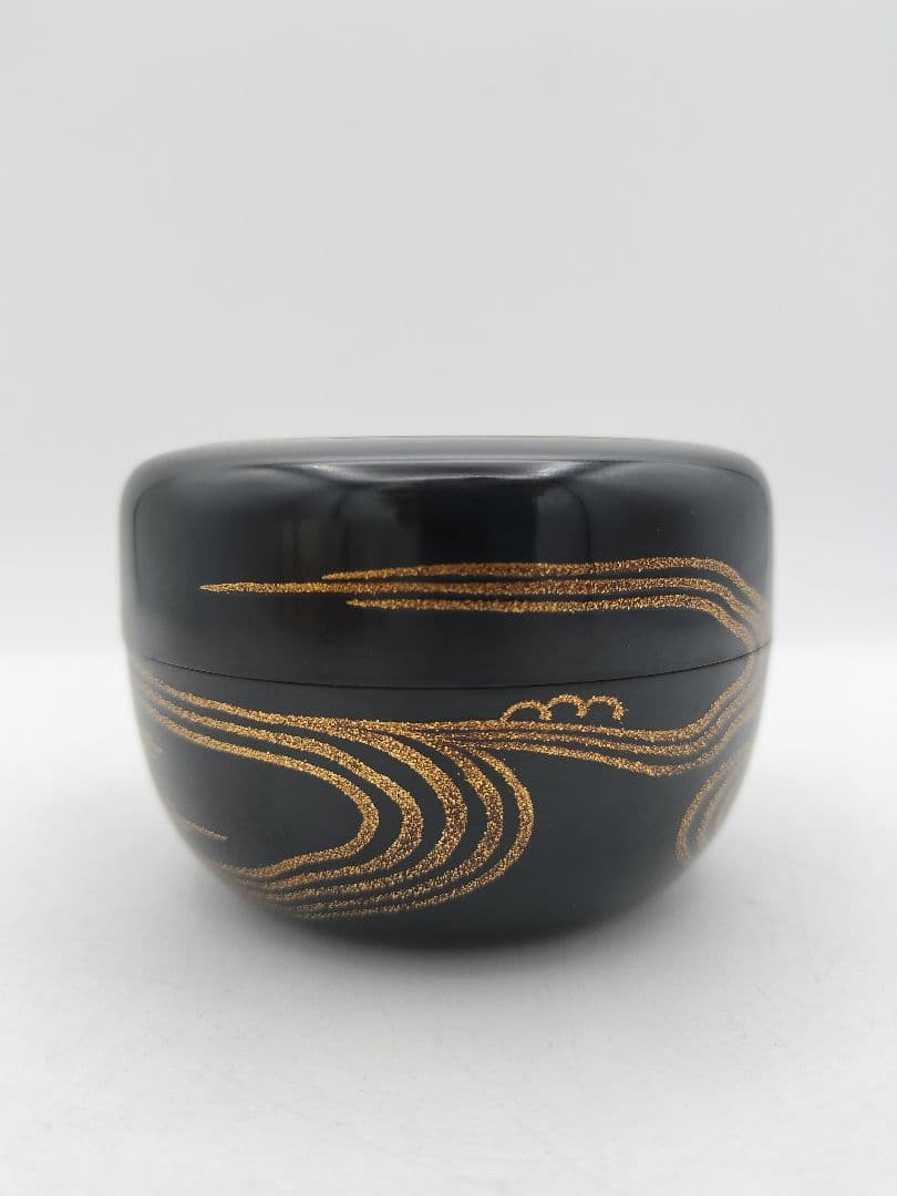 b905【新品・未使用】大平棗 おしどり 鴛鴦　内梨子地 田崎昭一郎 木箱 茶道