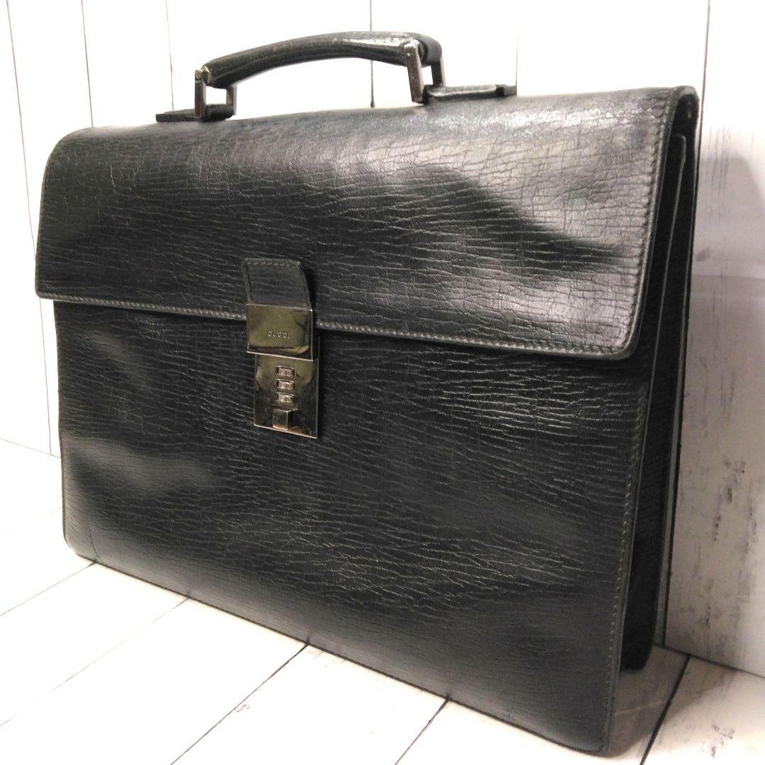 GUCCI ビジネスバッグ　ブリーフケース　A4可　ナンバー錠　シルバー金具