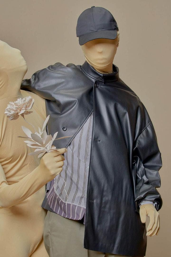 エヌハリウッドN. HOOLYWOODレザージャケットステンカラーコート36茶色